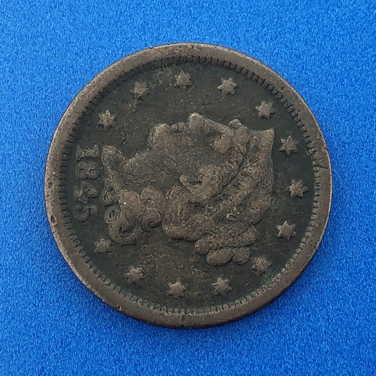1845 Braided Hair Large Cent 1c Penny Philadelphia Mint Early American Copper