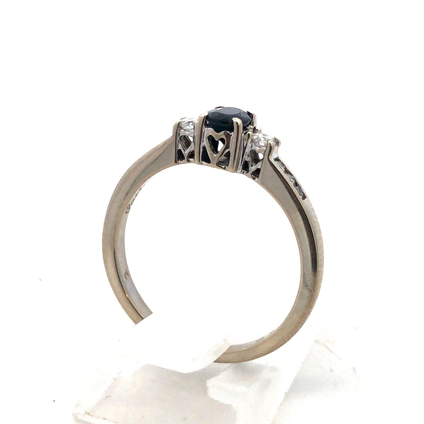 RJW 14K White Gold Oval Sapphire Diamond Past Present Future Anniversary Ring