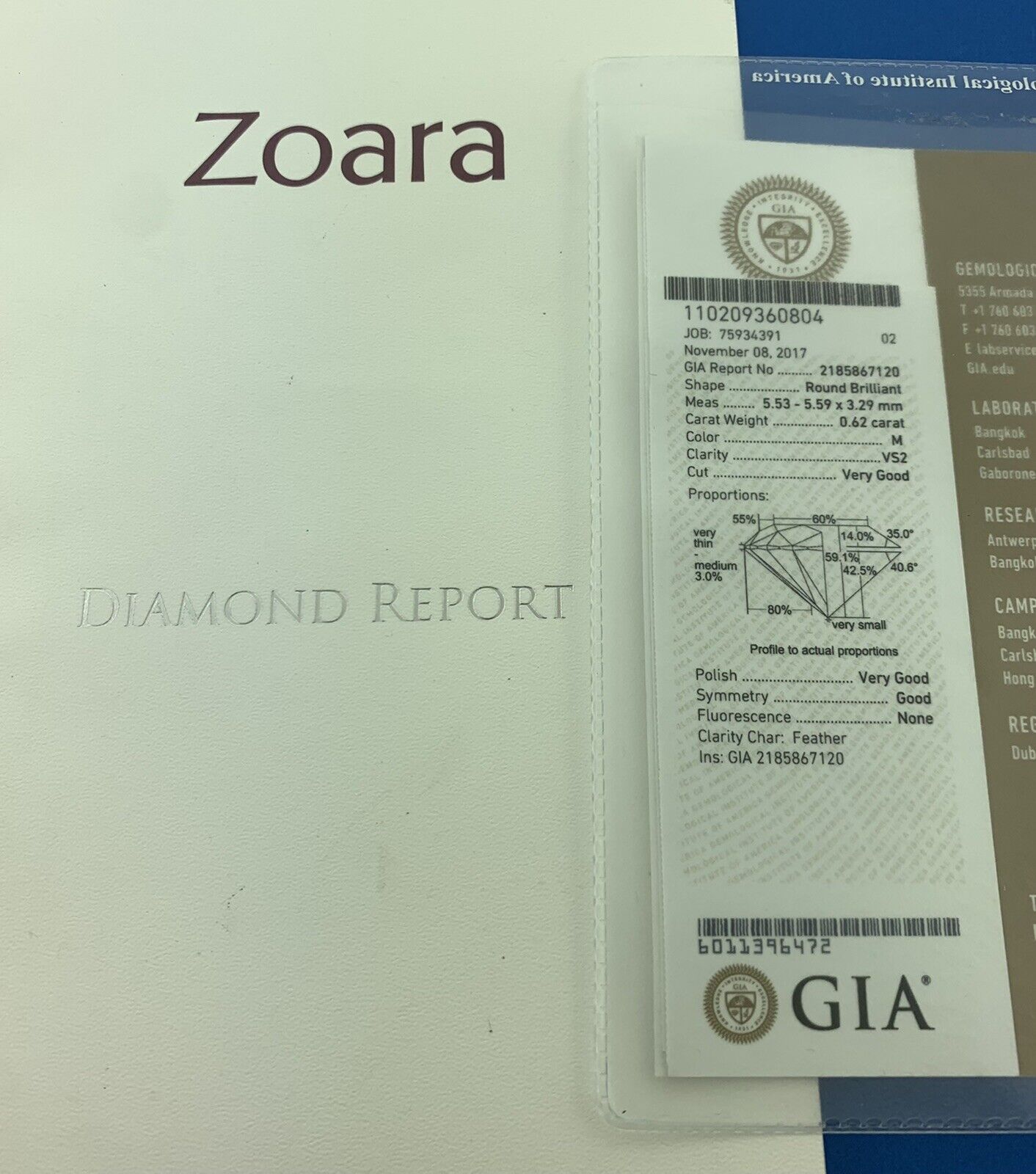 Designer Zoara 14k White Gold Round Cut GIA Diamond Engagement Ring Size 5