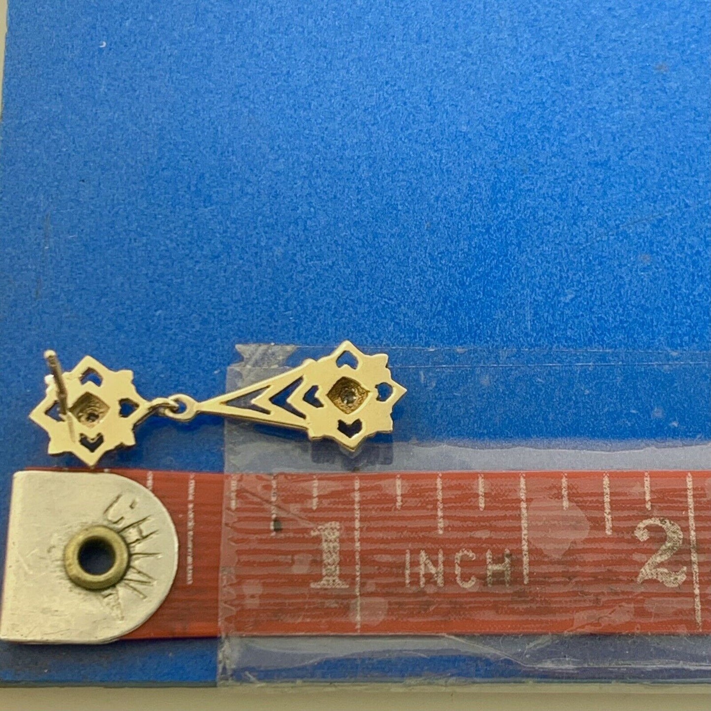 Vintage Art Deco 14K Yellow Gold Diamond Drop Dangle Stud Earrings