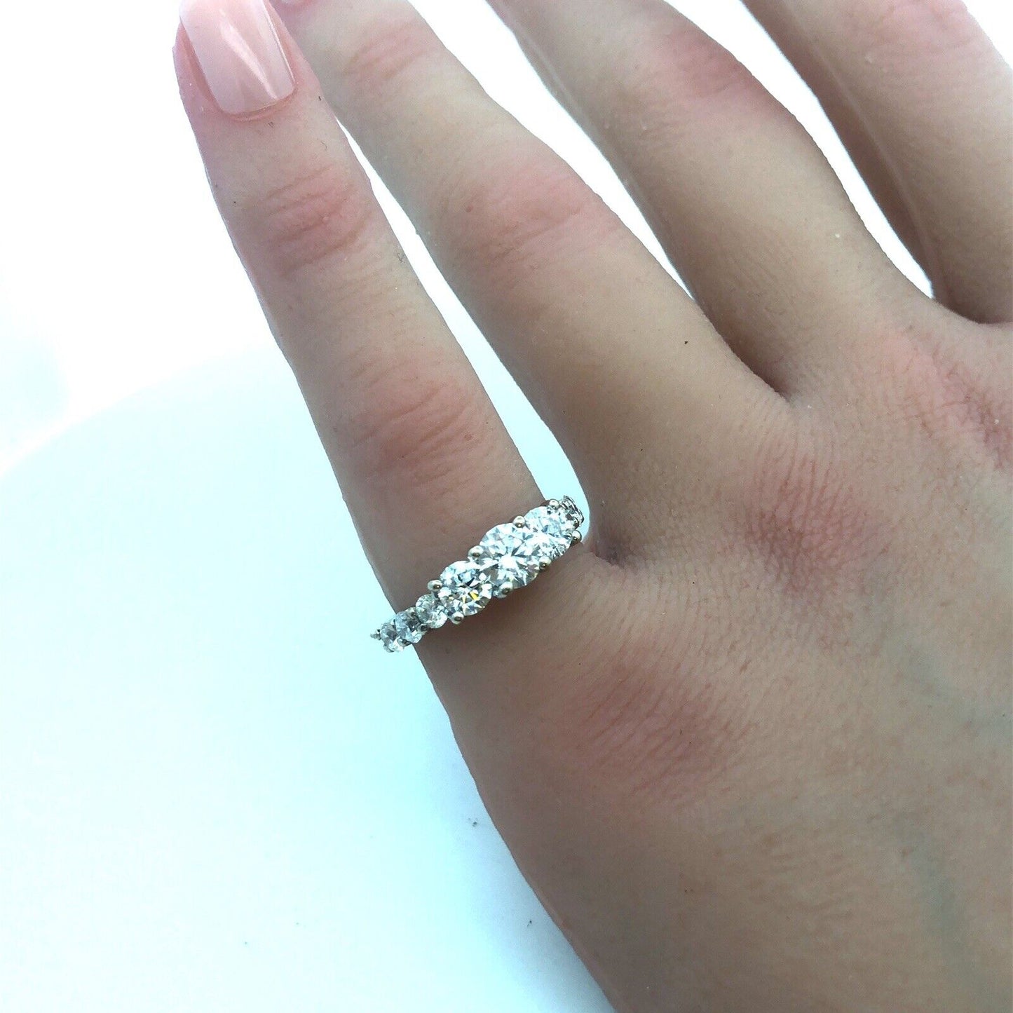 Designer 14K White Gold Diamond Trio With Accents Waterfall Engagement Ring