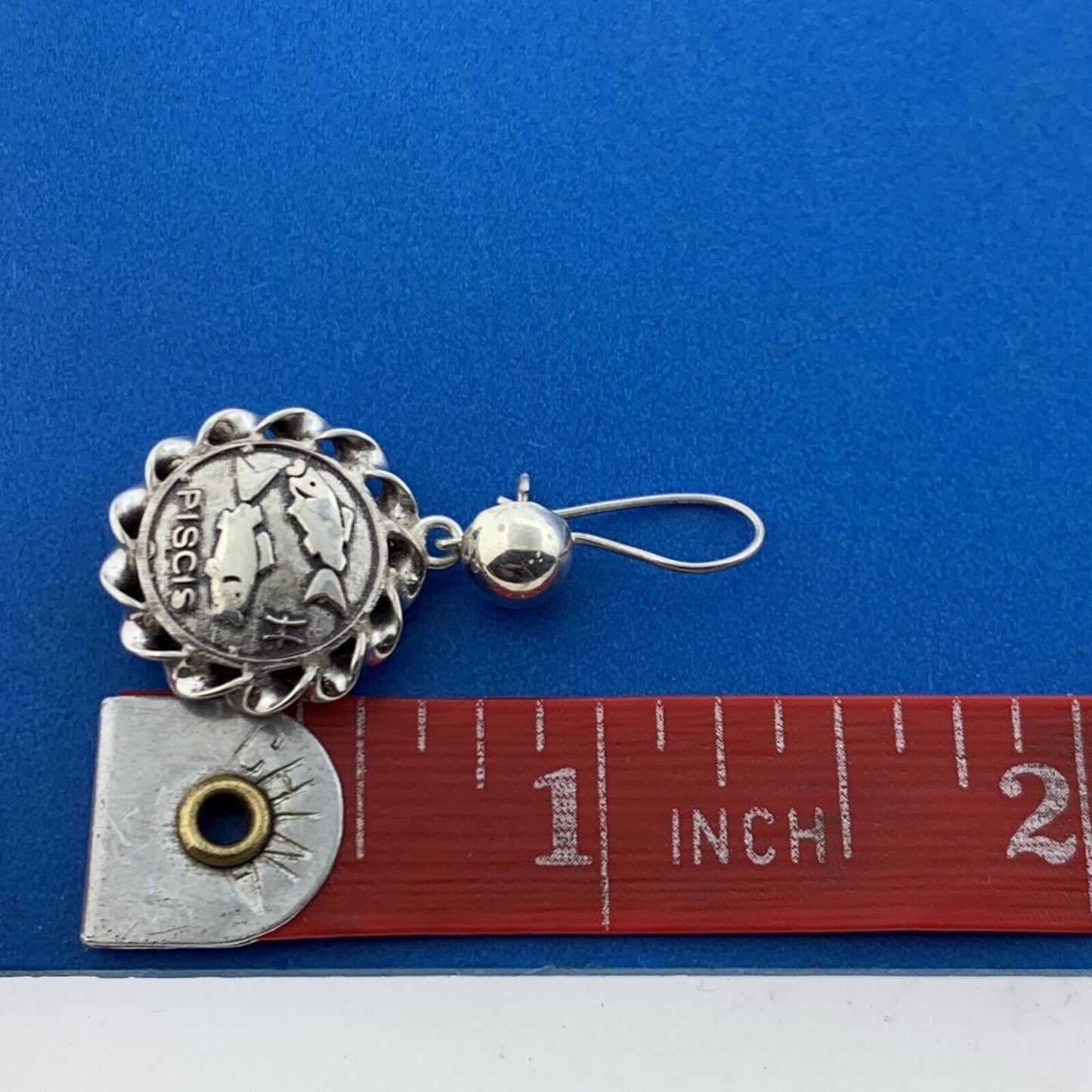 Mid Century Mexico 925 Sterling Silver Piscis Astronomy Drop Dangle Earrings