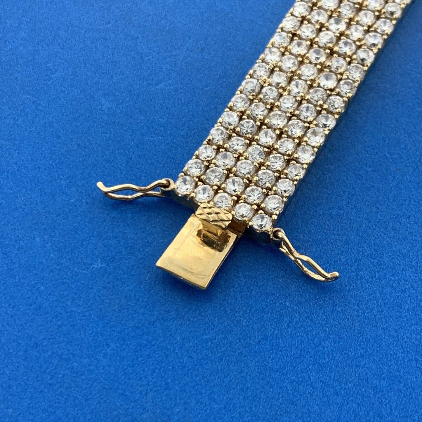 Runway Glitz 925 Vermeil Cubic Zirconia Cluster Statement Tennis Bracelet