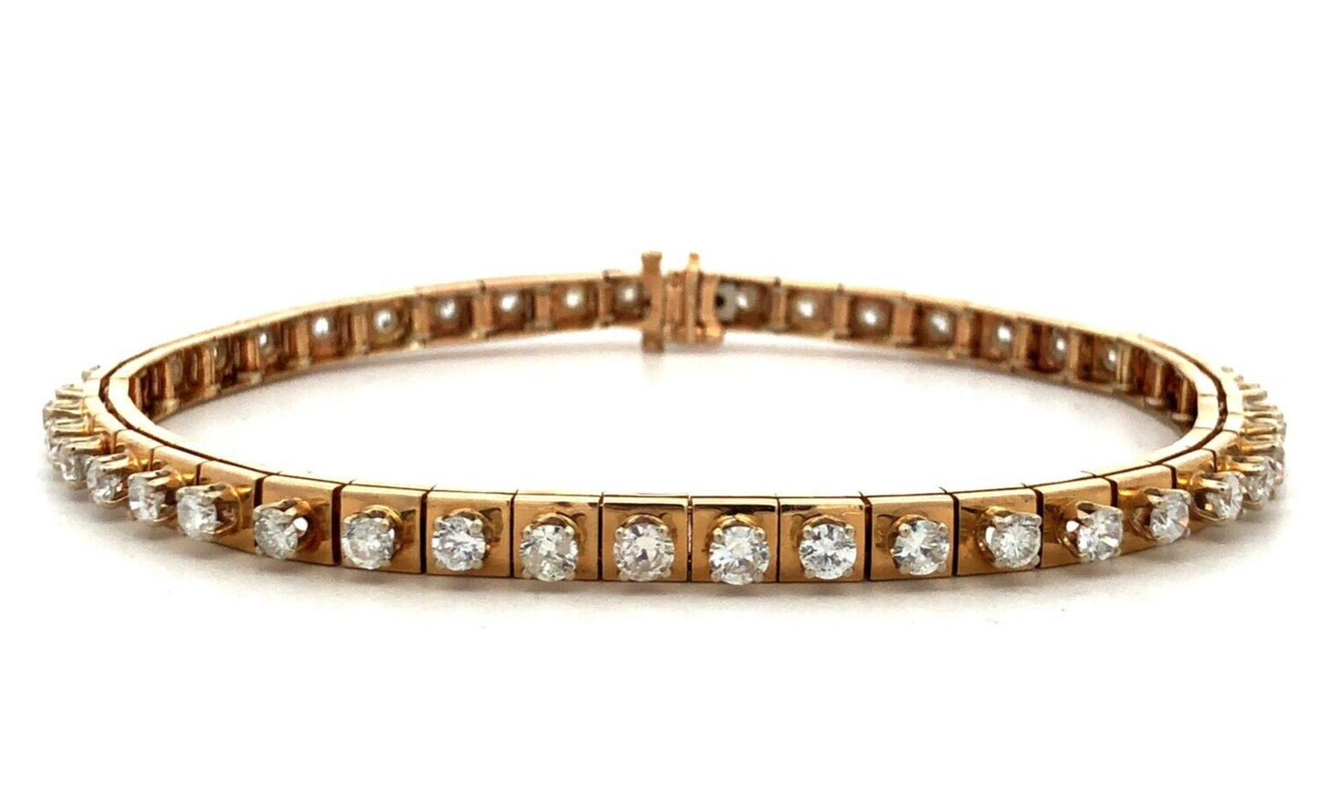 Estate 14K Yellow Gold Round Graduated Diamond Modernist Tennis Bracelet