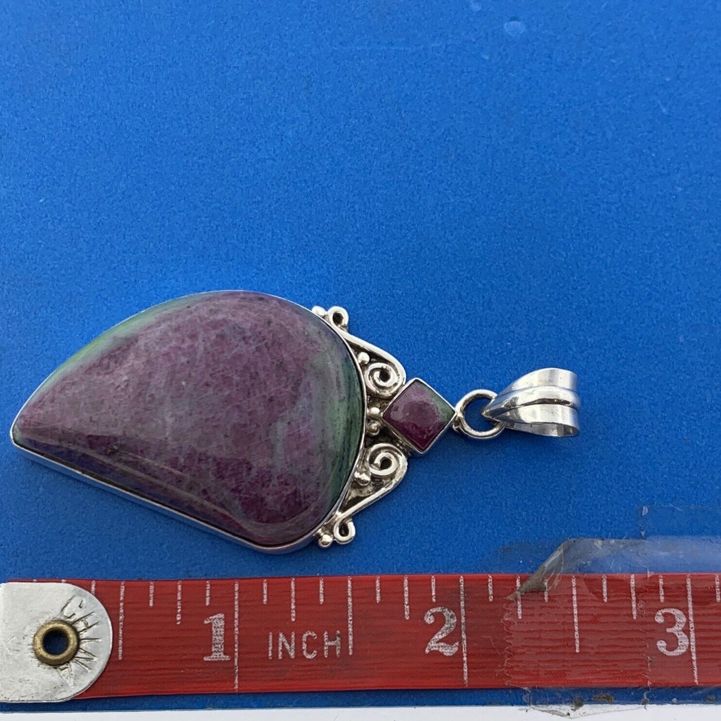 925 Sterling Silver Ruby Zoisite Third Eye Harmony Statement Pendant