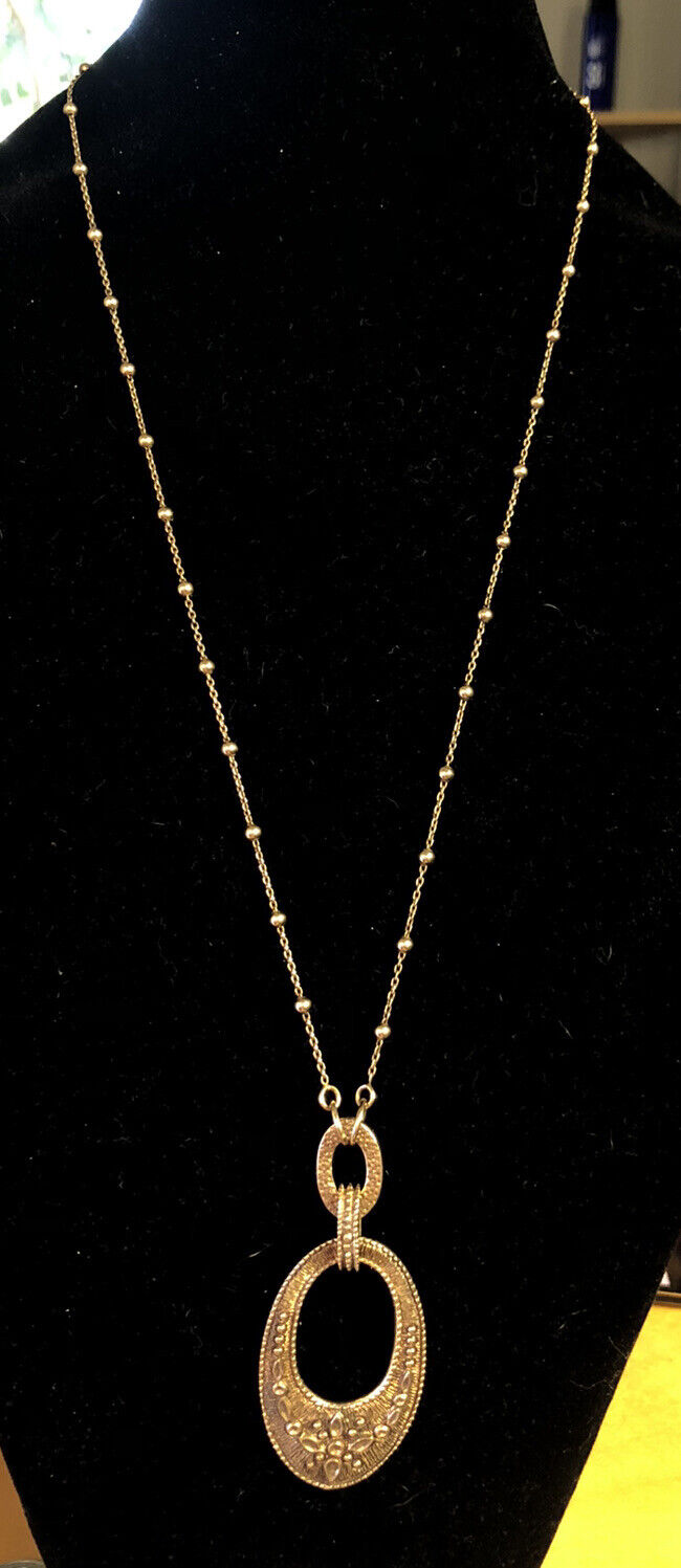 Designer Italy 925 Sterling Silver Vermeil Gold Tone Floral Pendant Necklace