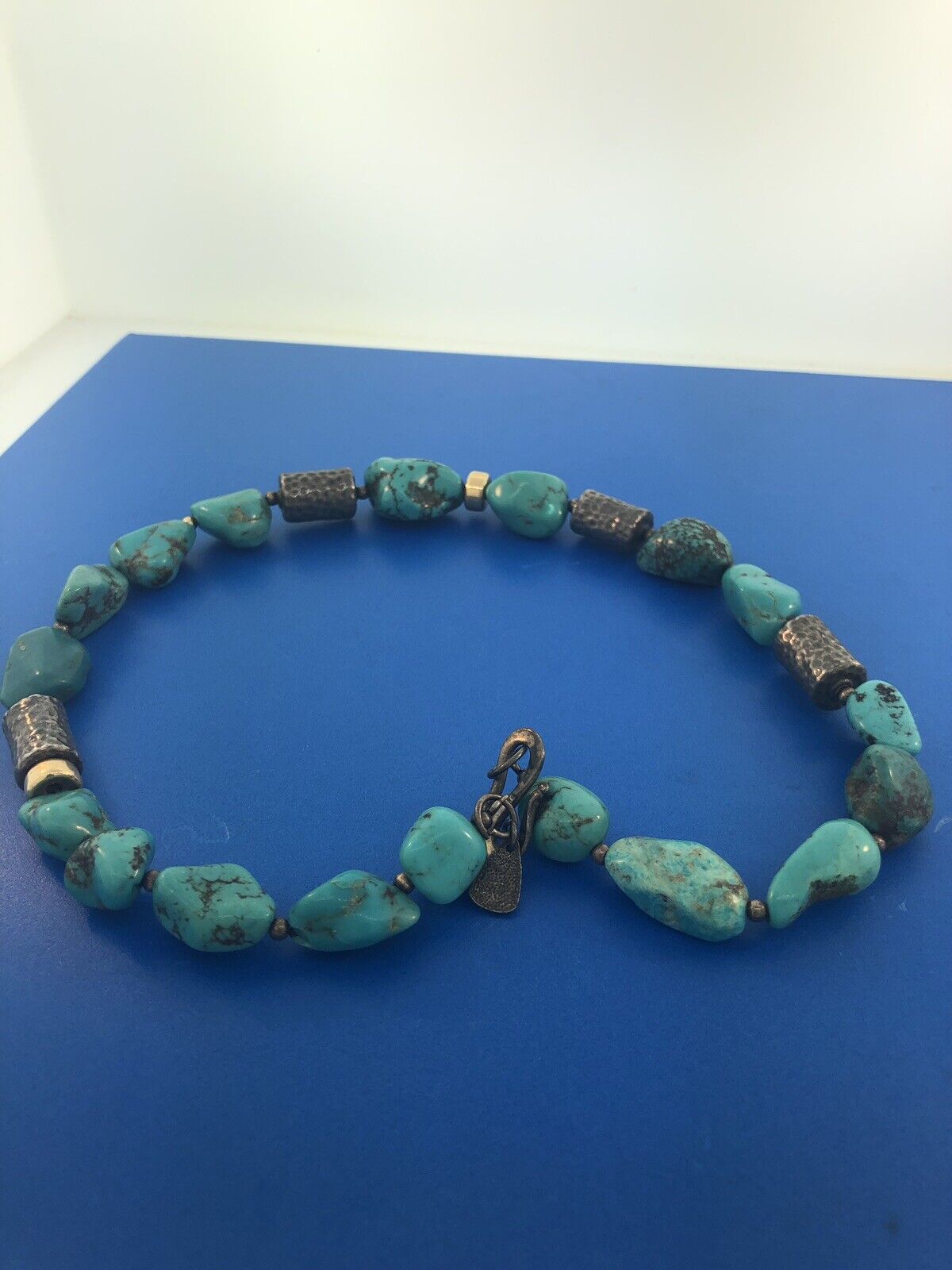 Vintage SILPADA 925 Sterling Silver Chunky Turquoise Nugget Statement Necklace