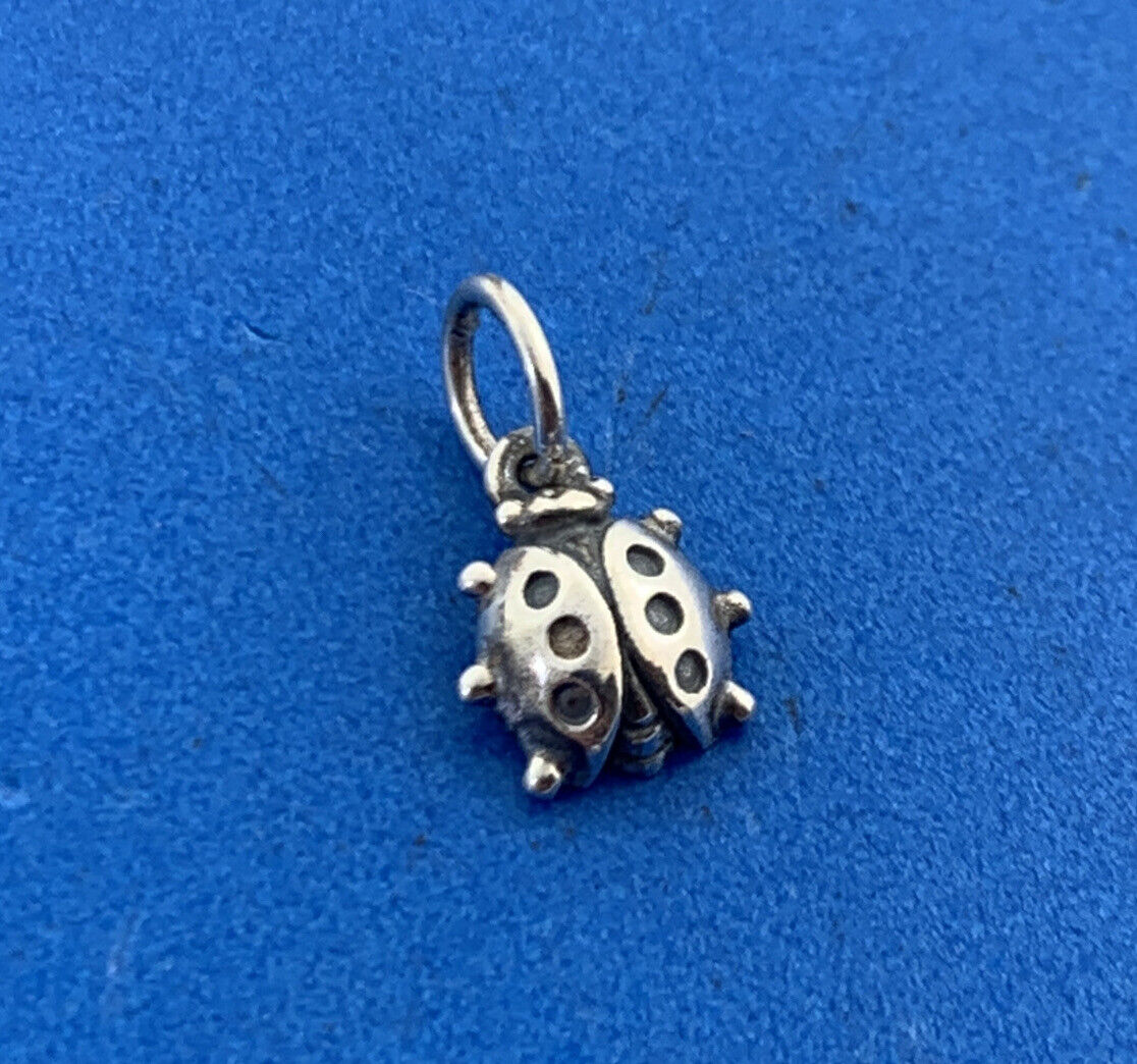 Vintage 925 Sterling Silver Lady Bug Insect Petite Dangle Bracelet Charm
