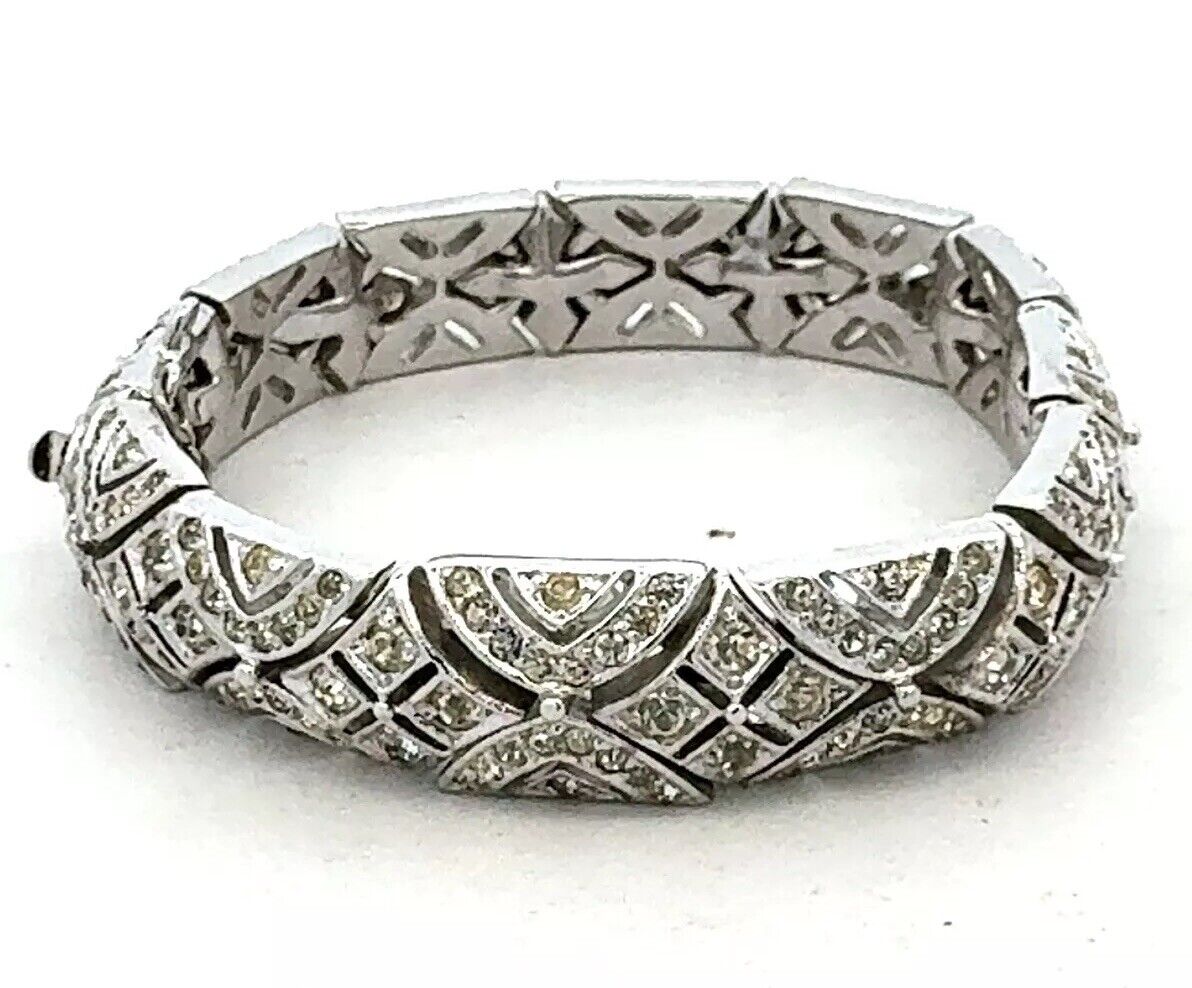 Sparkling Silver Tone Cubic Zirconia CZ Statement Tennis Bracelet