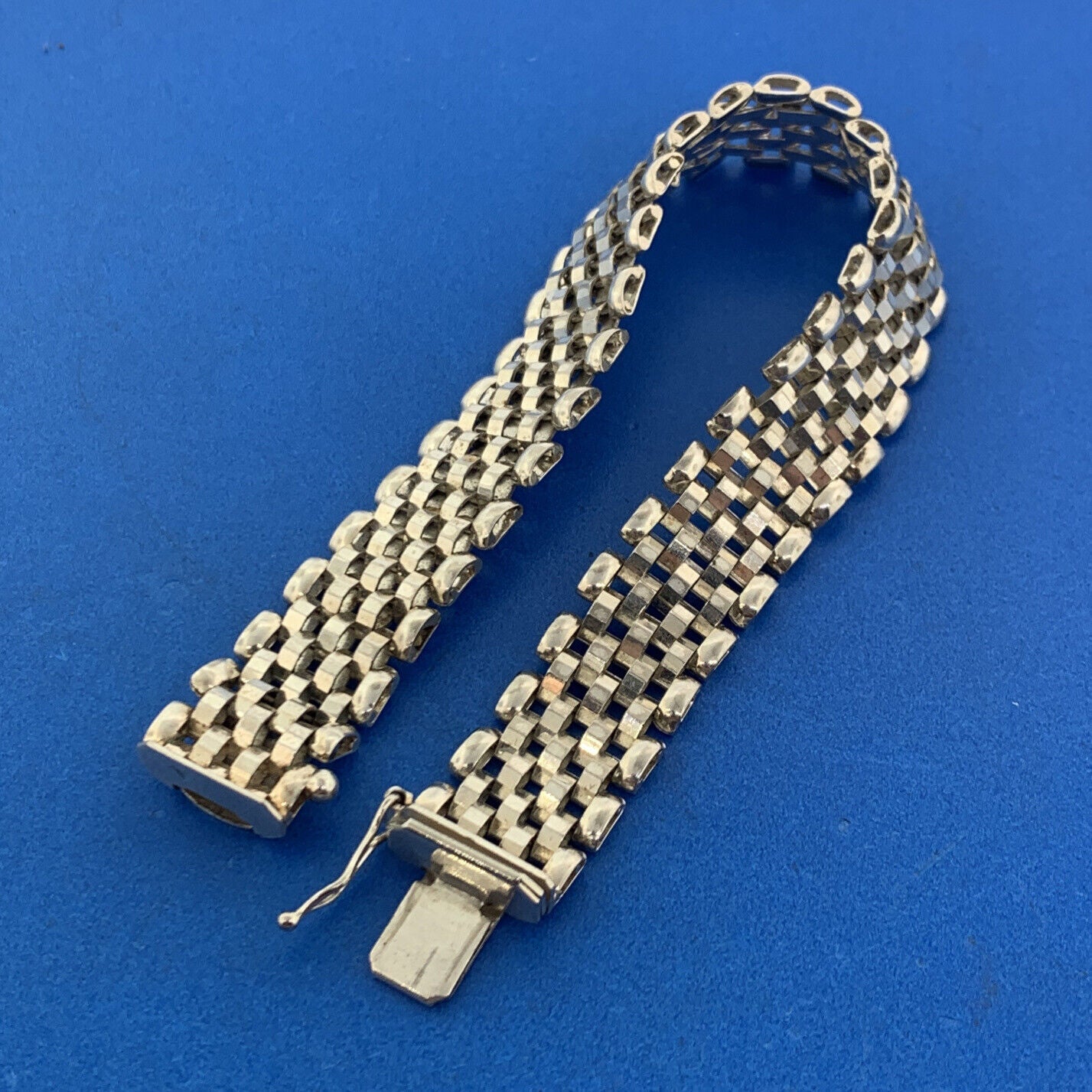 Designer Milor Italy 925 Sterling Silver Basket Mesh Statement Wrap Bracelet