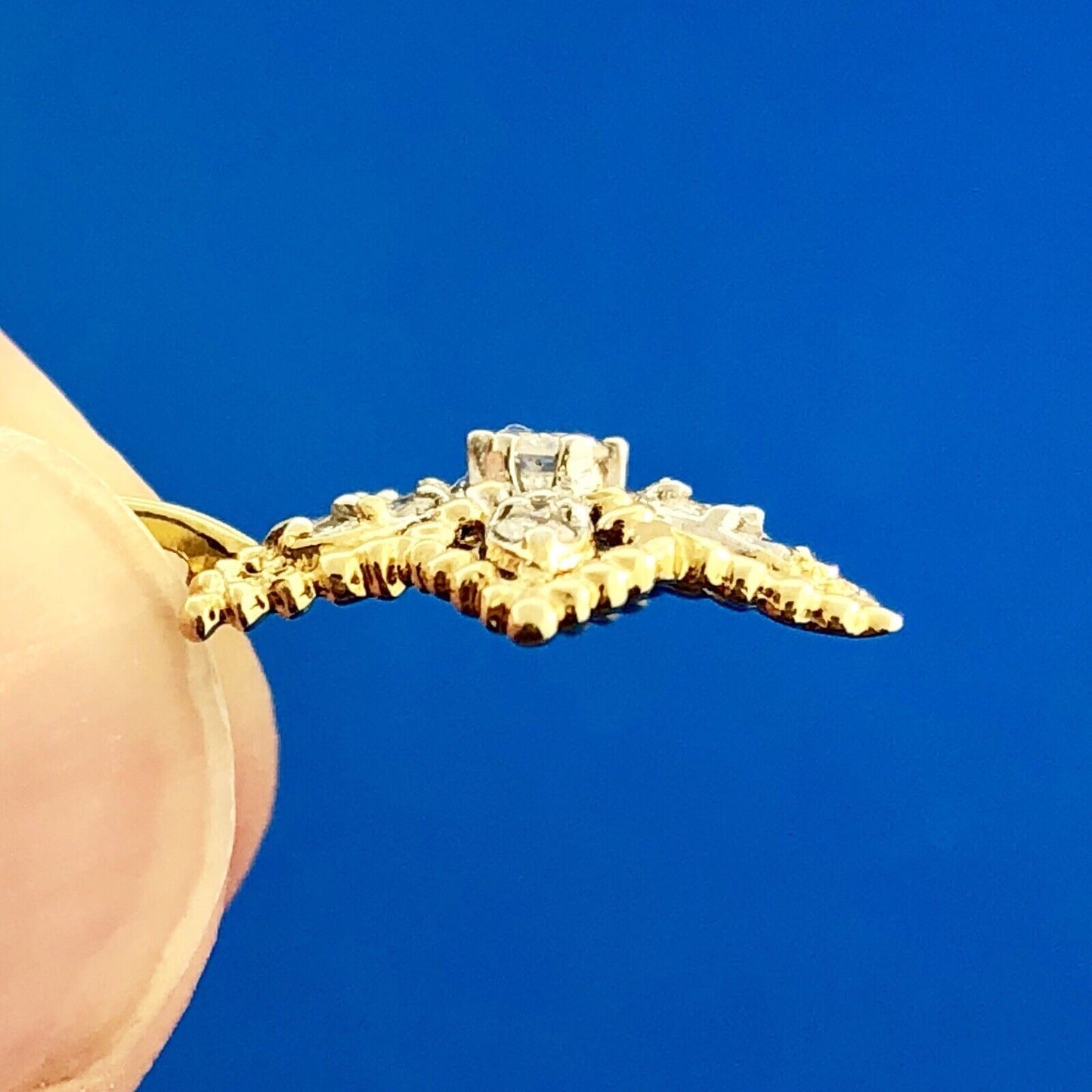 Charming 14K Yellow Gold Diamond Snowflake Star Fish Sand Dollar Charm Pendant