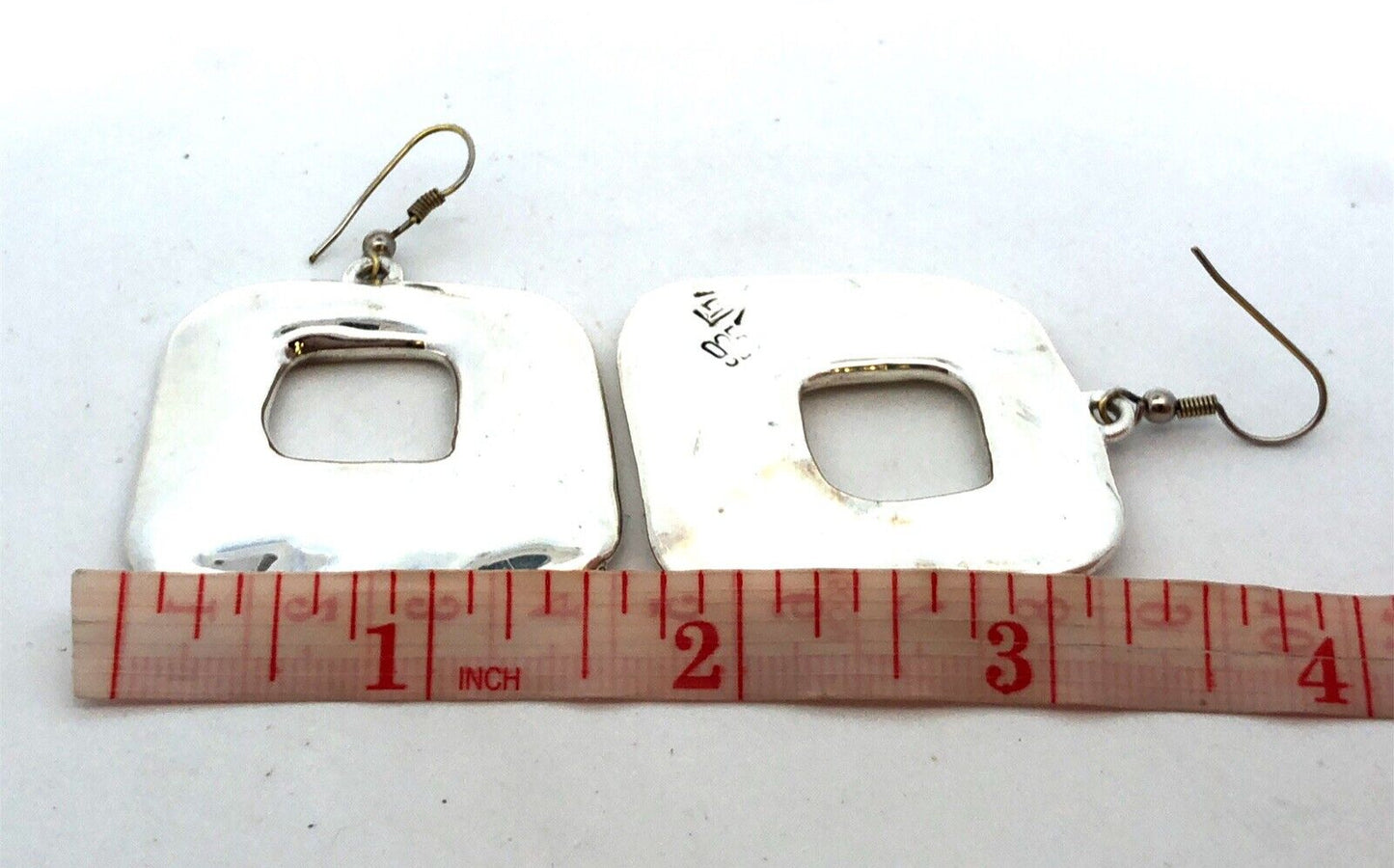 Vintage 925 Sterling Silver Modernist Square Statement Dangle Earrings