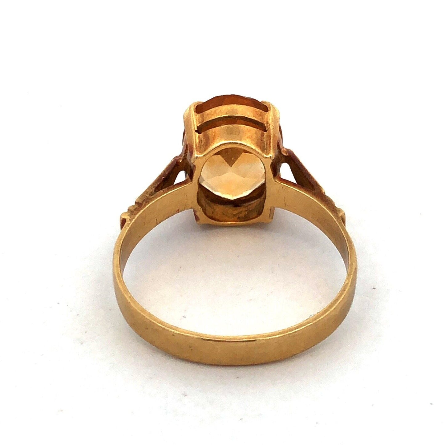 Estate 18K Yellow Gold Oval Citrine November Anniversary Statement Ring
