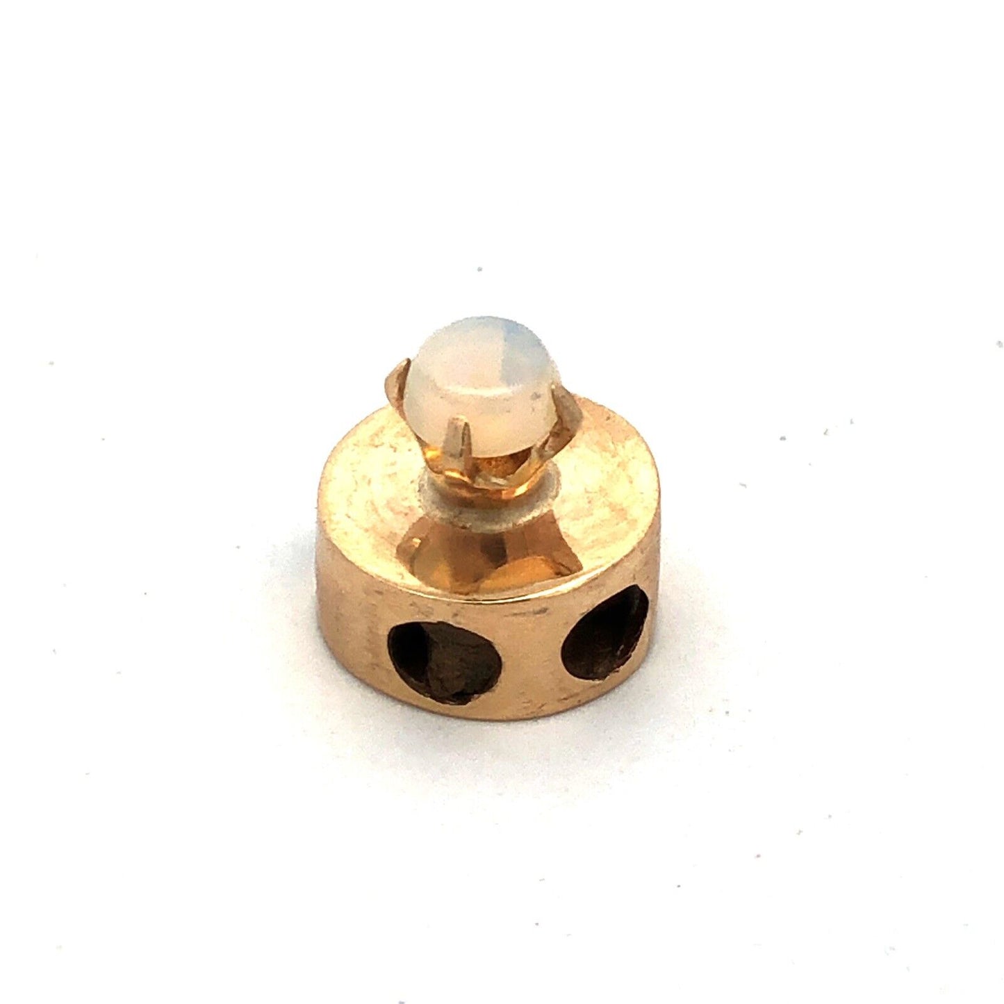 Vintage 10K Yellow Gold Round Opal Cabochon Slide Bracelet Charm