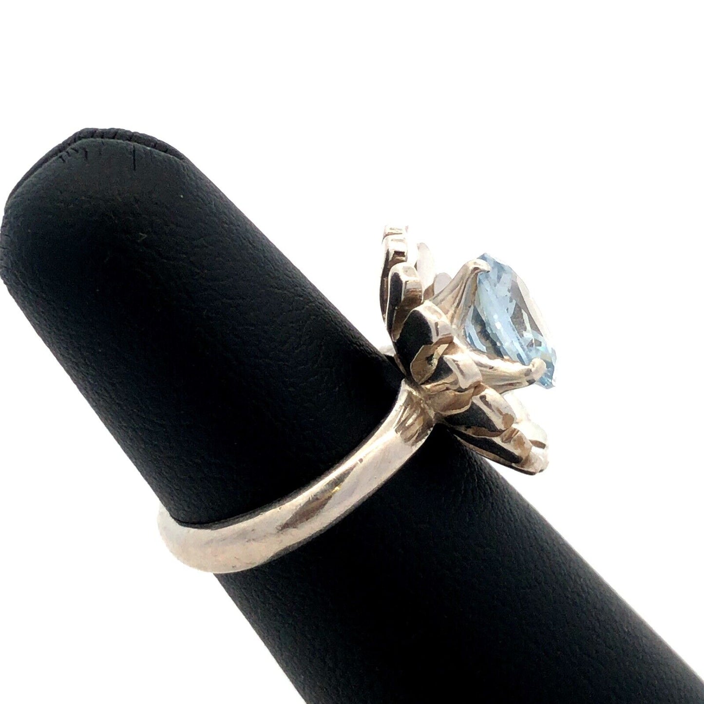Vintage Designer Mexico 925 Sterling Silver Round Tanzanite Flower Cocktail Ring