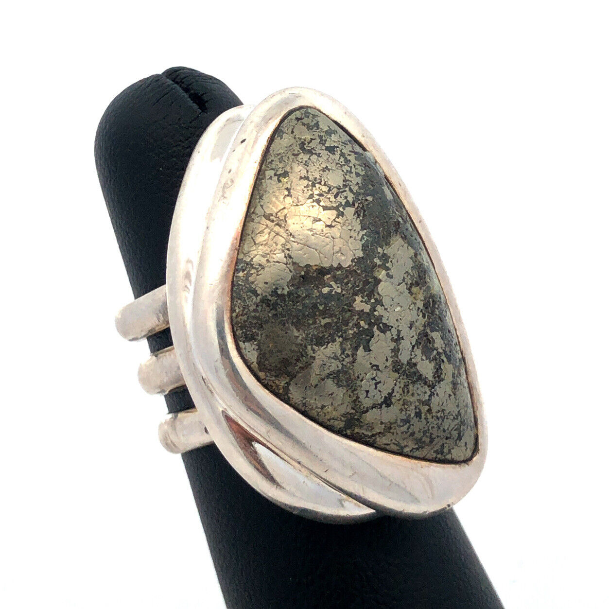 Designer Barse 925 Sterling Silver Rough Cut Hematite Chunky Statement Ring