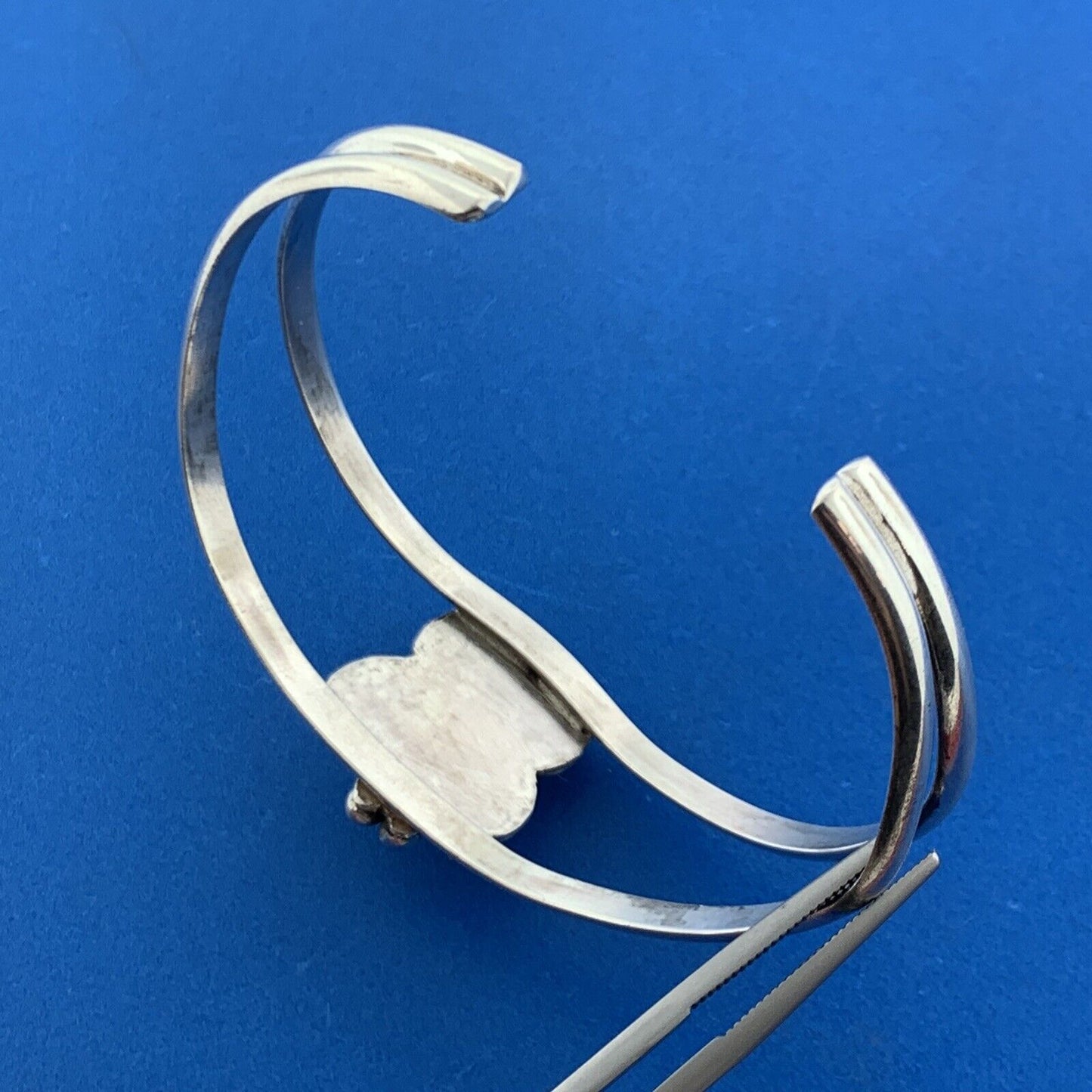 Native American Artisan 925 Sterling Silver Turquoise Butterfly Cuff Bracelet