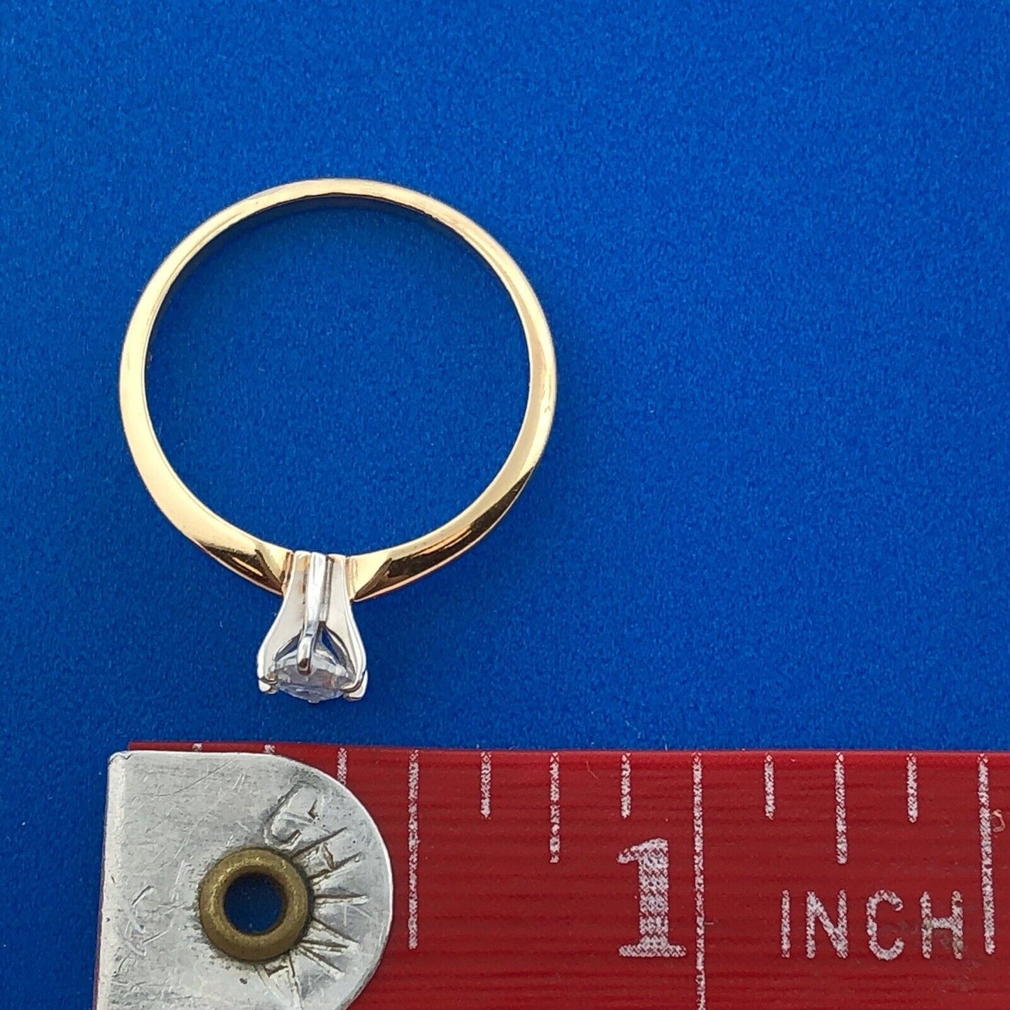 Vintage WTJ 14K Yellow Gold Marquise Diamond Solitaire Engagement Promise Ring