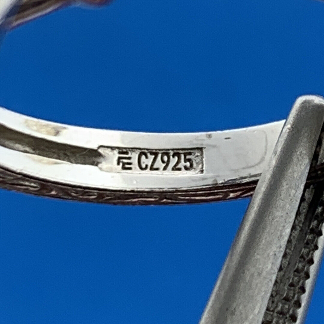 Sterling Silver 925 Asscher Cut Solitaire Cubic Zirconia Engagement Ring