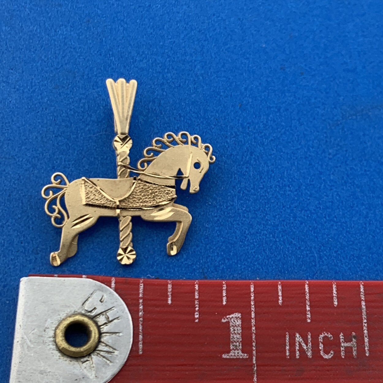 1989 Michael Anthony Ma 14K Yellow Gold Carousel Merry Go Round Horse Pendant