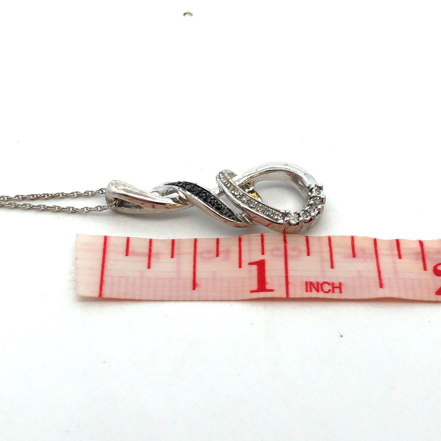 Designer 925 Sterling Silver Round Black White Diamond Infinity Pendant Necklace