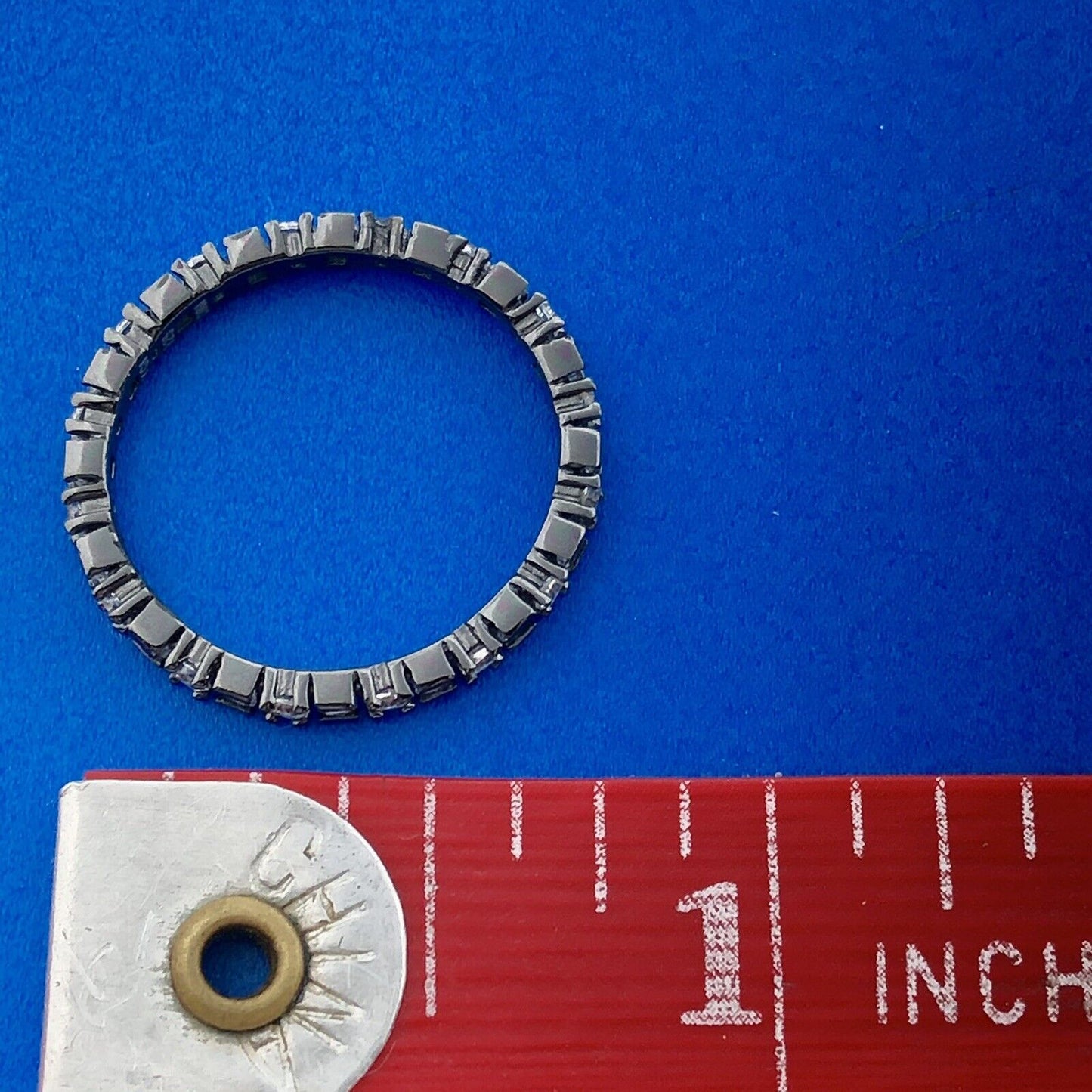 Designer YGI 925 Sterling Silver Cubic Zirconia Antiqued Eternity Band Ring