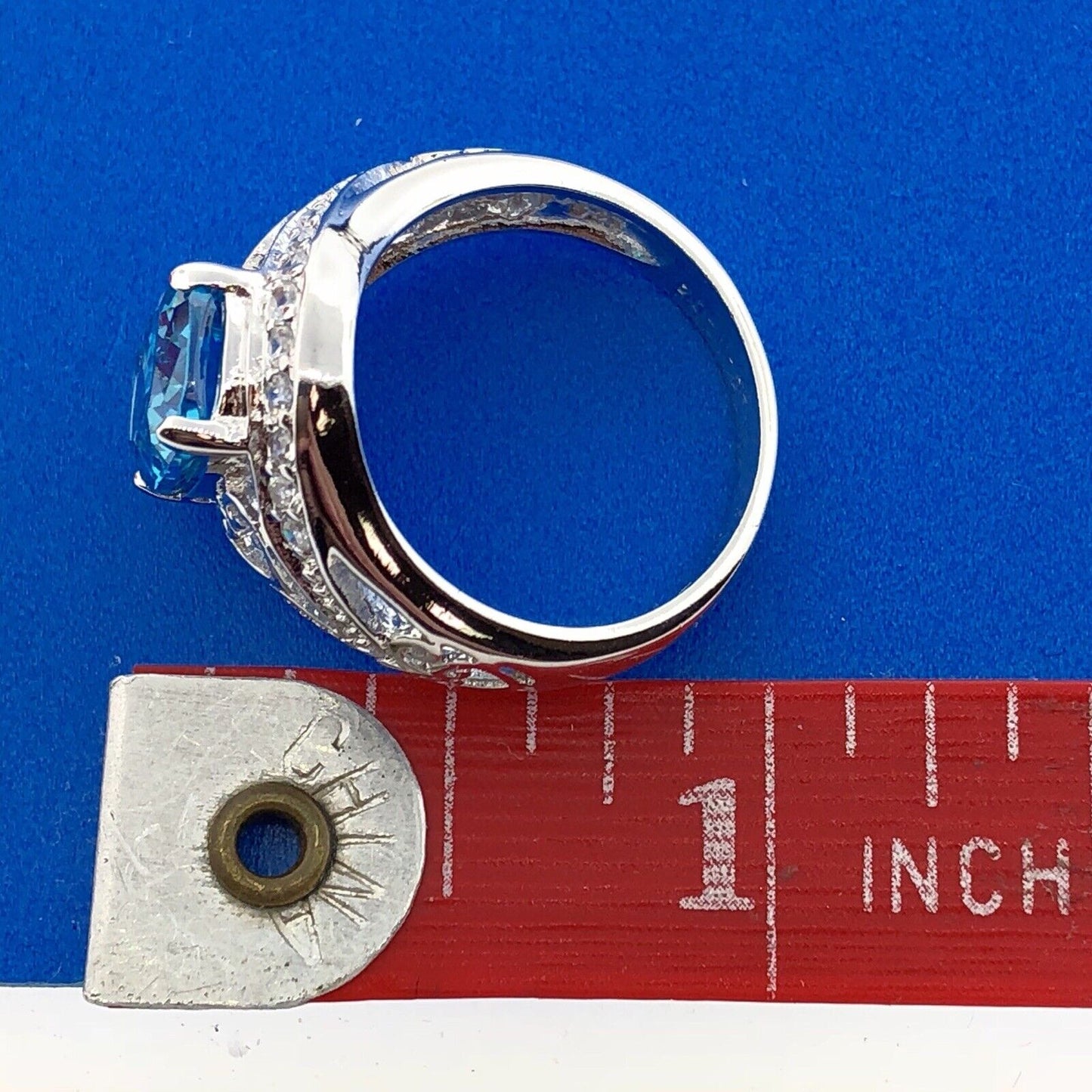 Designer CaA 925 Sterling Silver London Blue Topaz Diamond Engagement Ring