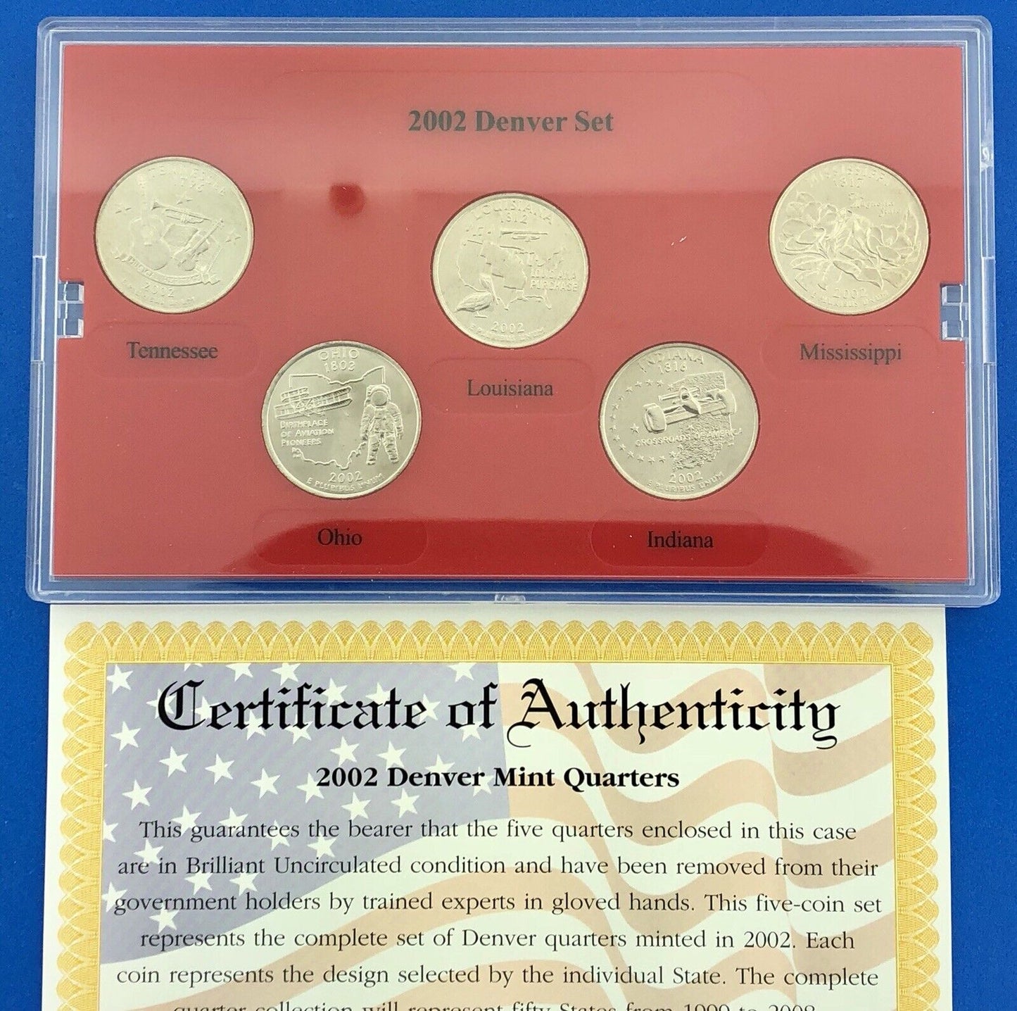 2002 P D State Quarter Collection Platinum Gold Philadelphia Denver 20 Coin Lot