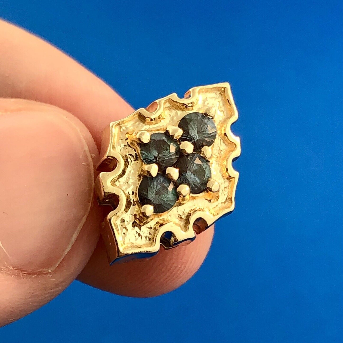 Vintage Designer GK 14k Yellow Gold Green Topaz Slide Spacer Charm