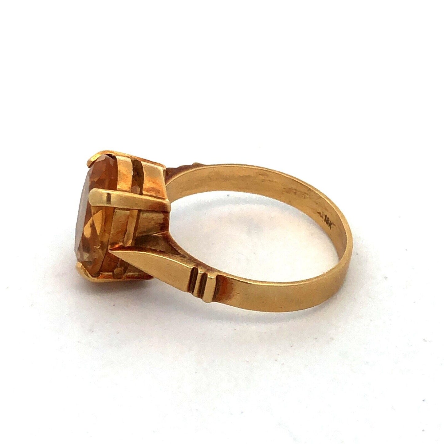 Estate 18K Yellow Gold Oval Citrine November Anniversary Statement Ring