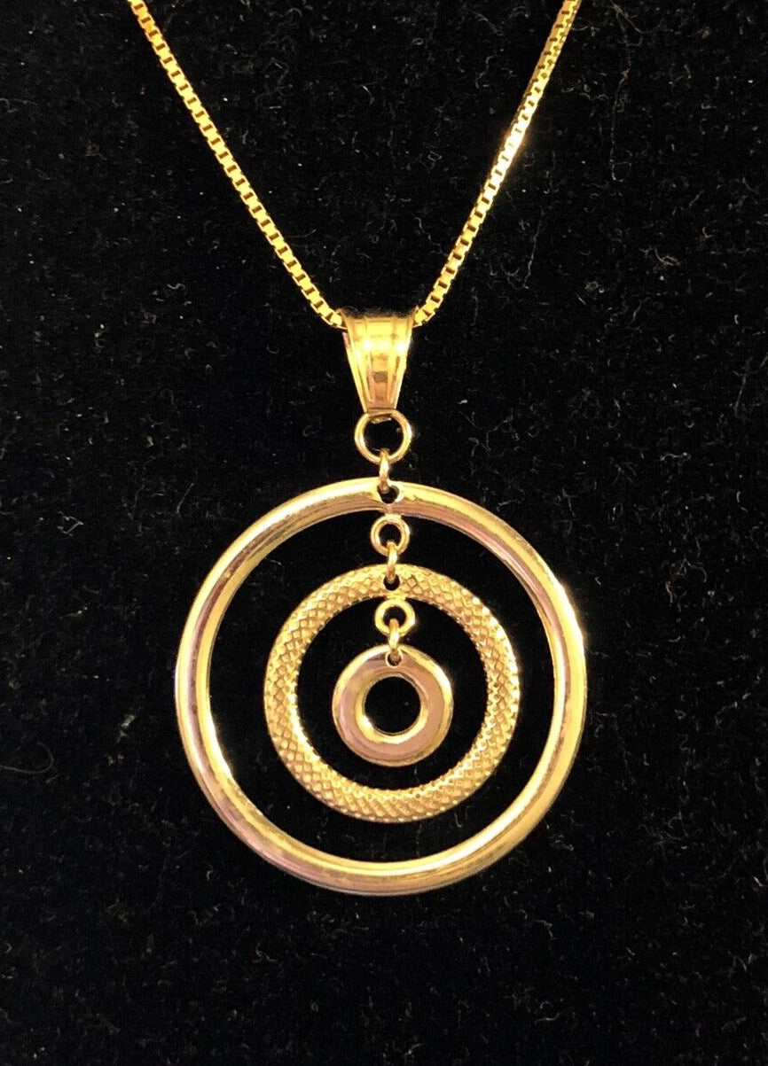 Estate ZRW Italy 14K Yellow White Gold Modernist Infinity Triple Circle Necklace