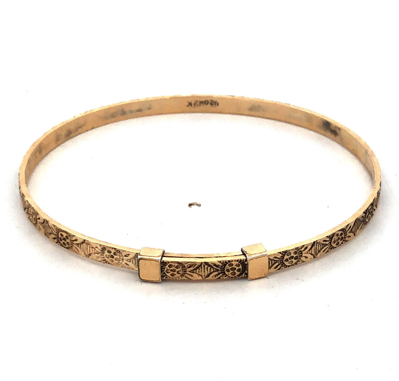 Vintage 1/20 12K Yellow Gold Filled Engraved Floral Childs Adjustable Bracelet