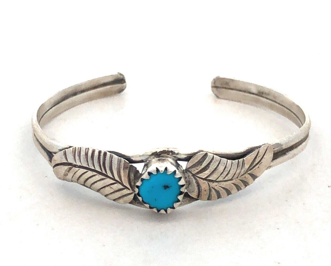 Native American Jacquelin 925 Sterling Silver Turquoise Child Cuff Bracelet