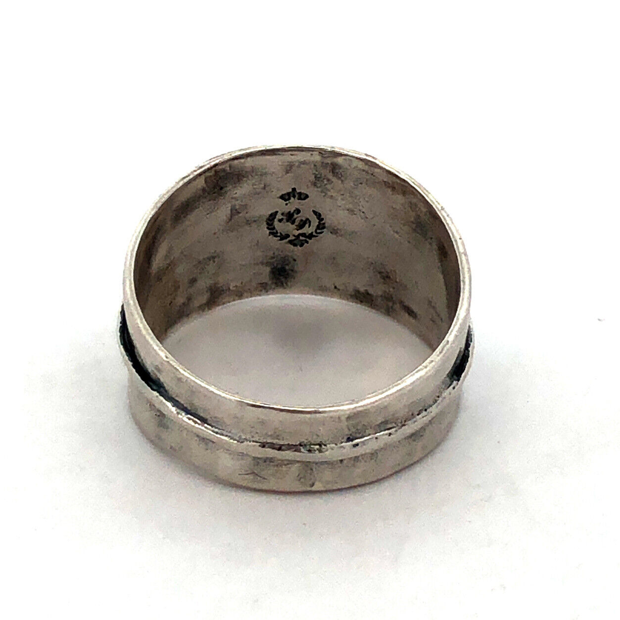 Designer 925 Sterling Silver Hammered Textured Wide Band Ring