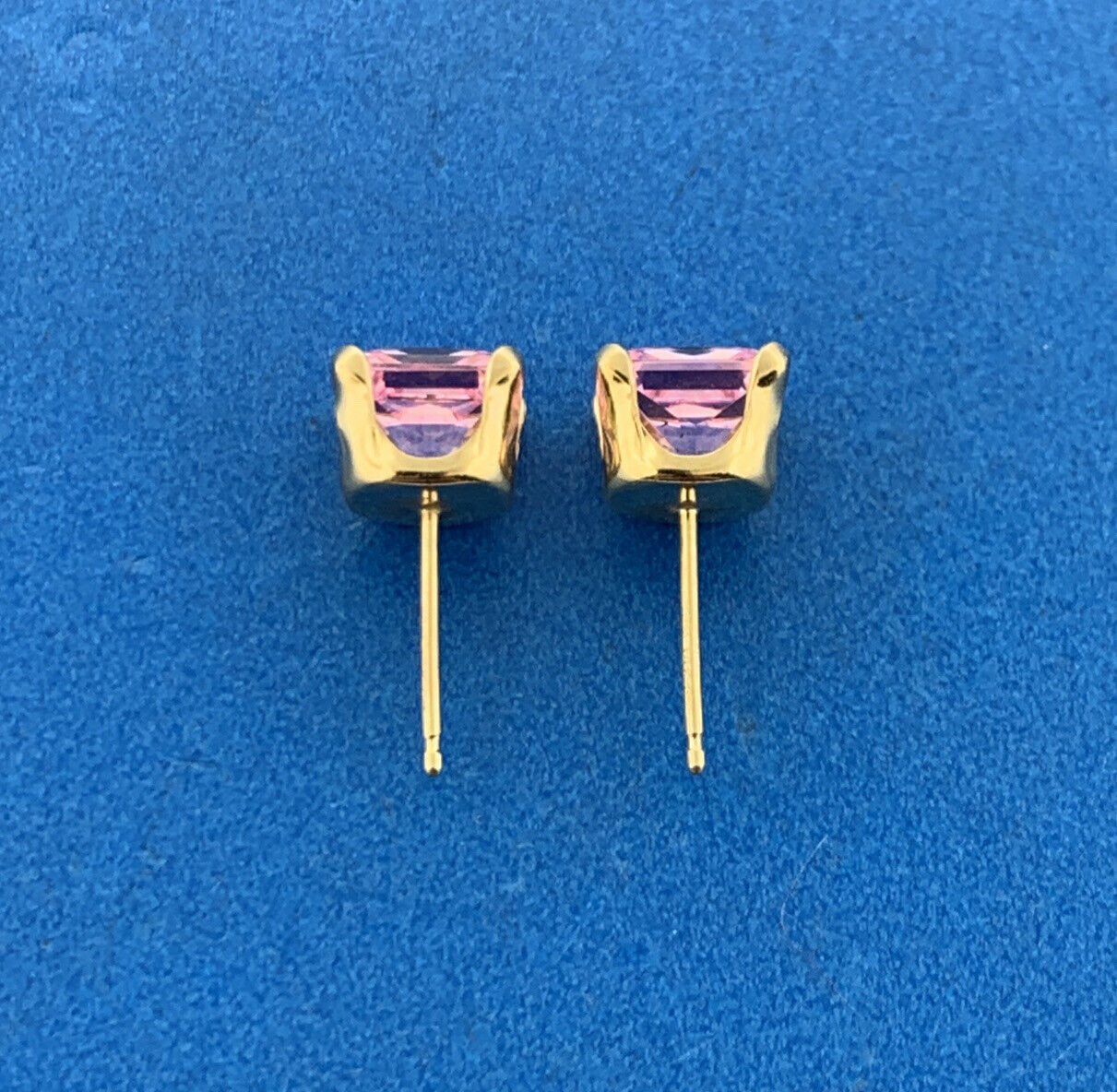 Jacmel Mauritius JCM 14K Yellow Gold Pink Cubic Zirconia Statement Stud Earrings
