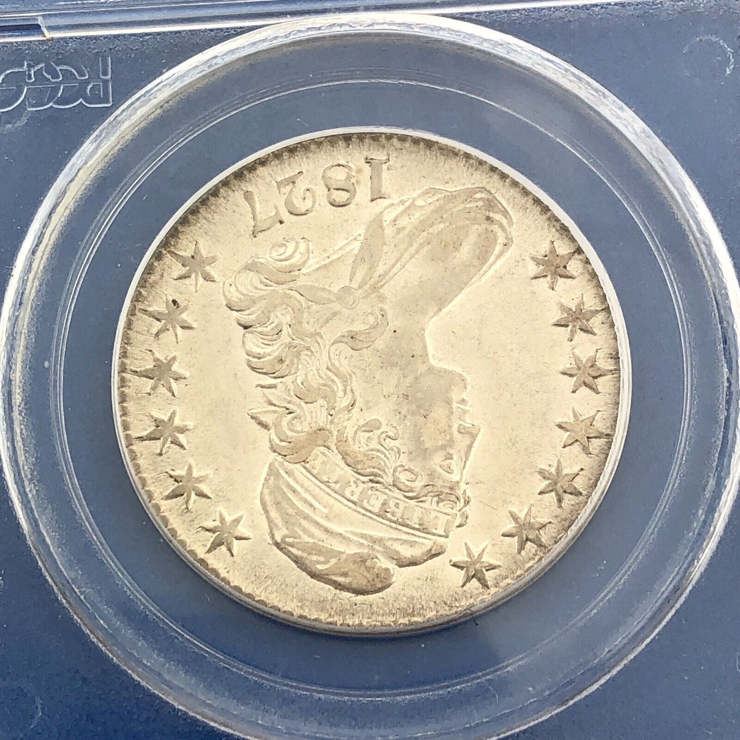 1827 Capped Bust Silver Half Dollar 50c Square Base 2 PCGS AU53 Early US Coin