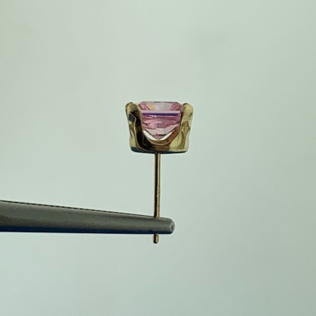 Jacmel Mauritius JCM 14K Yellow Gold Pink Cubic Zirconia Statement Stud Earrings