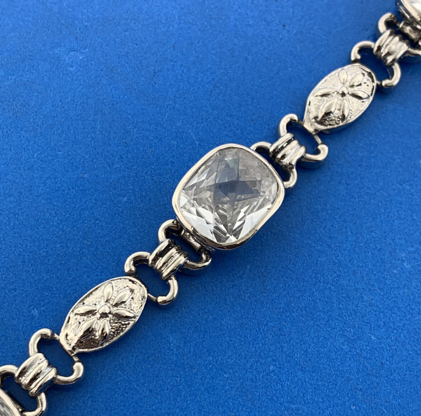 925 Sterling Silver Rectangle White Quartz Statement Tennis Bracelet