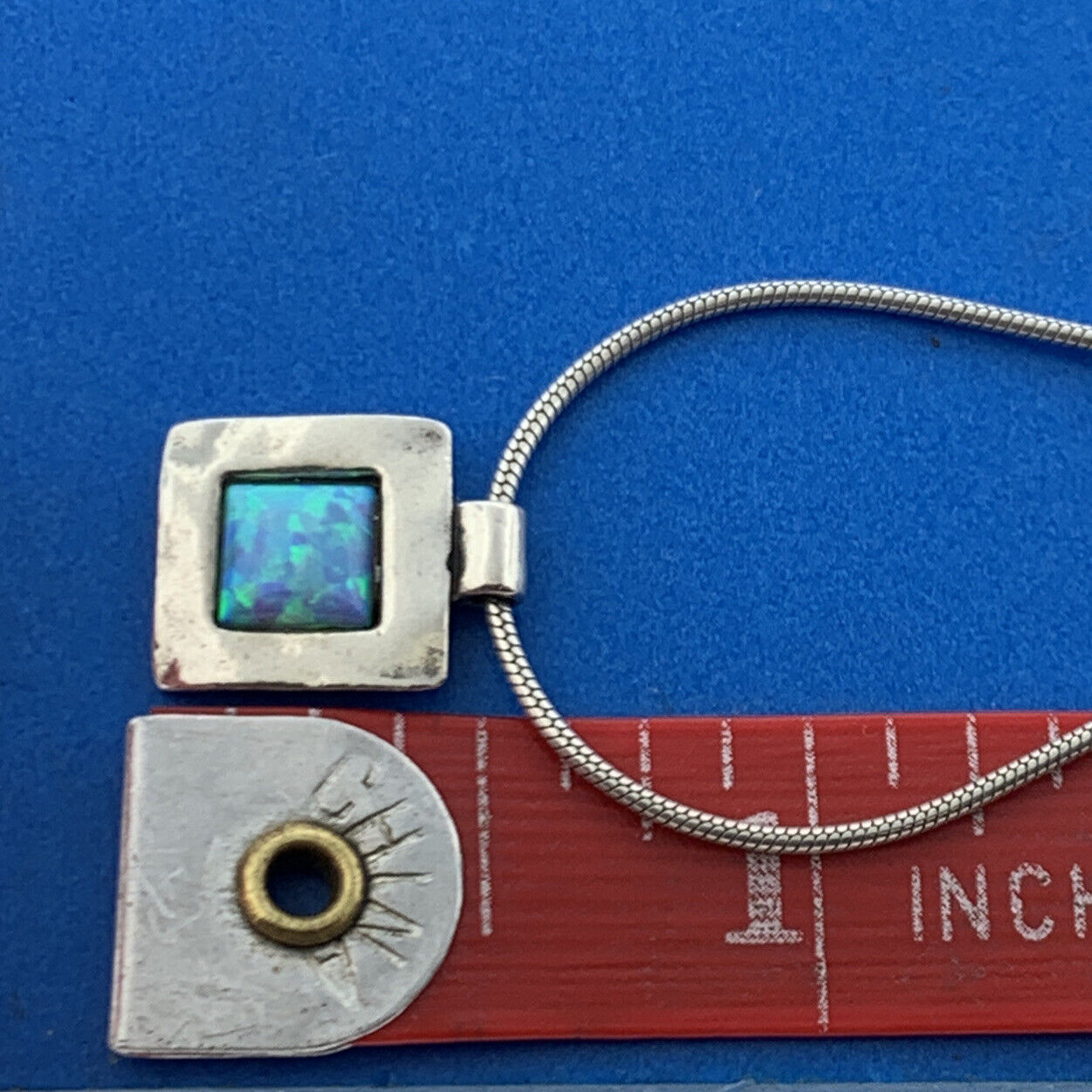 Designer Sterling Silver 925 Cabochon Opal Doublet 18" Snake Link Chain Necklace