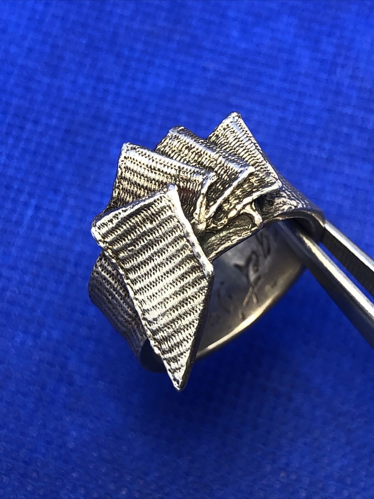 Designer Mignon Faget 925 Sterling Silver Knots And Bows Collection Banner Ring