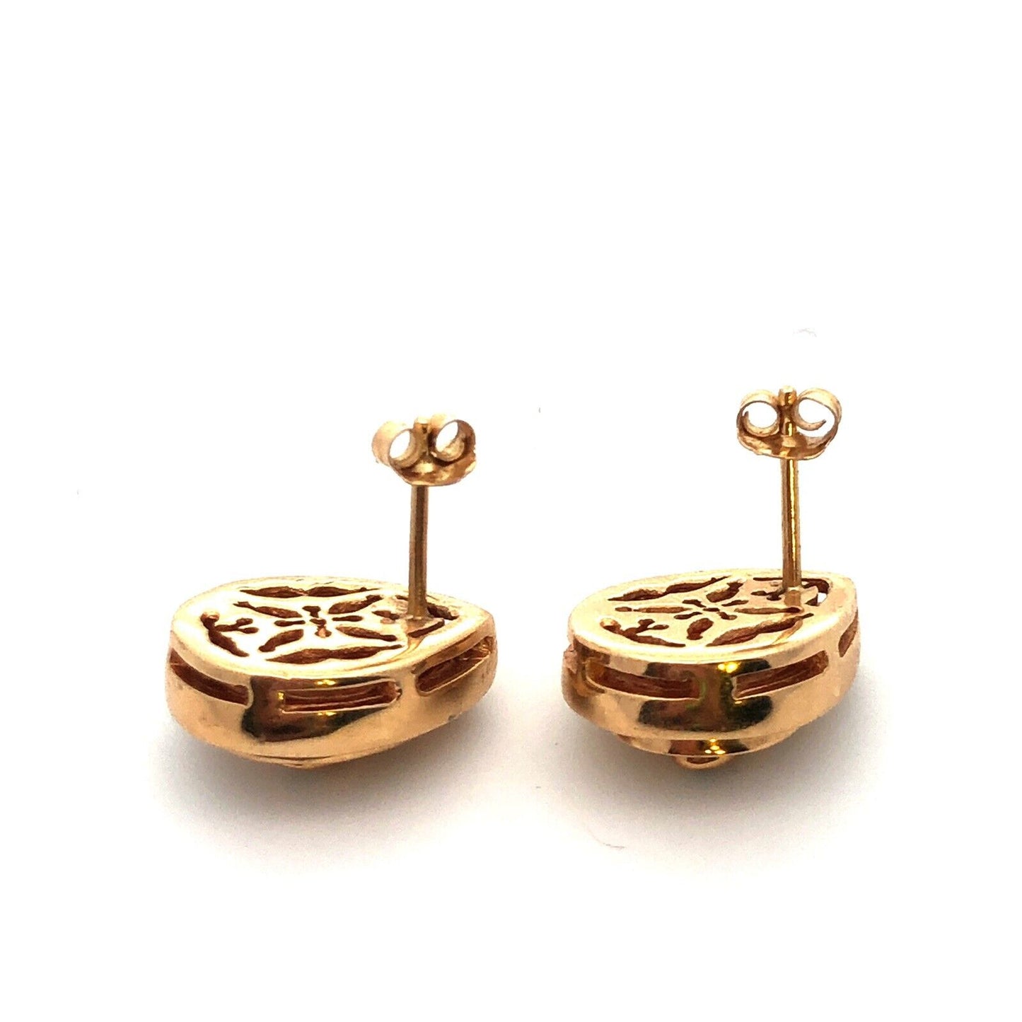 14K Yellow Gold Channel Set Diamond Cluster Pear Statement Stud Earrings
