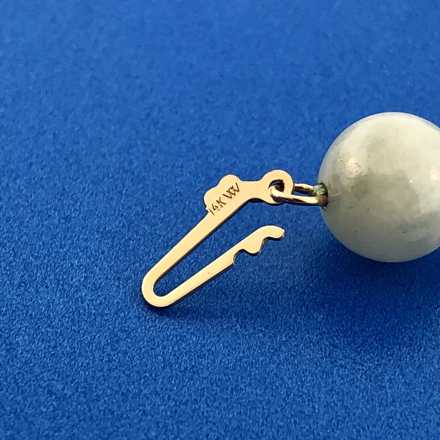 Designer 14K Yellow Gold Jade Jadeite Bead Ball Filigree Clasp Necklace