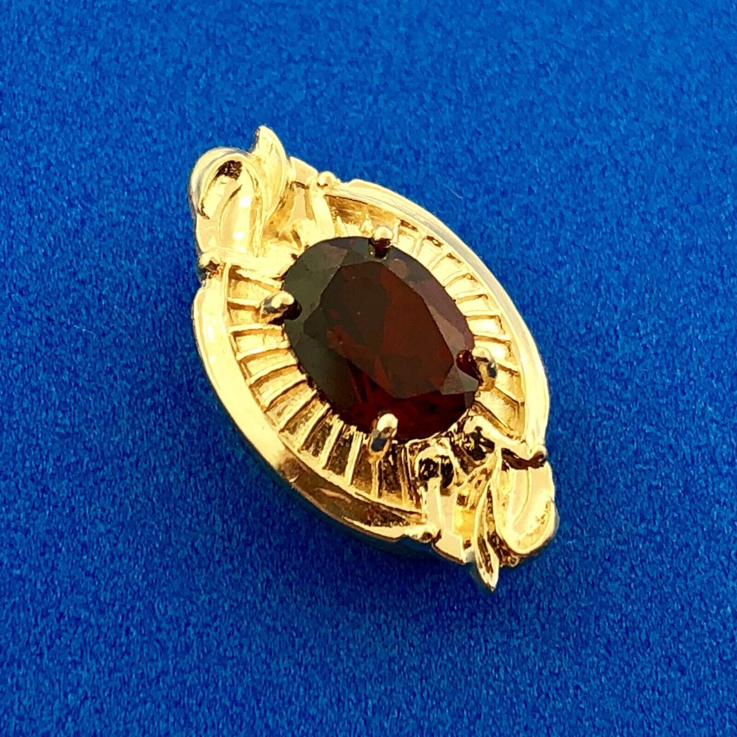 Designer 14K Yellow Gold Oval Garnet January Anniversary Slide Bracelet Charm