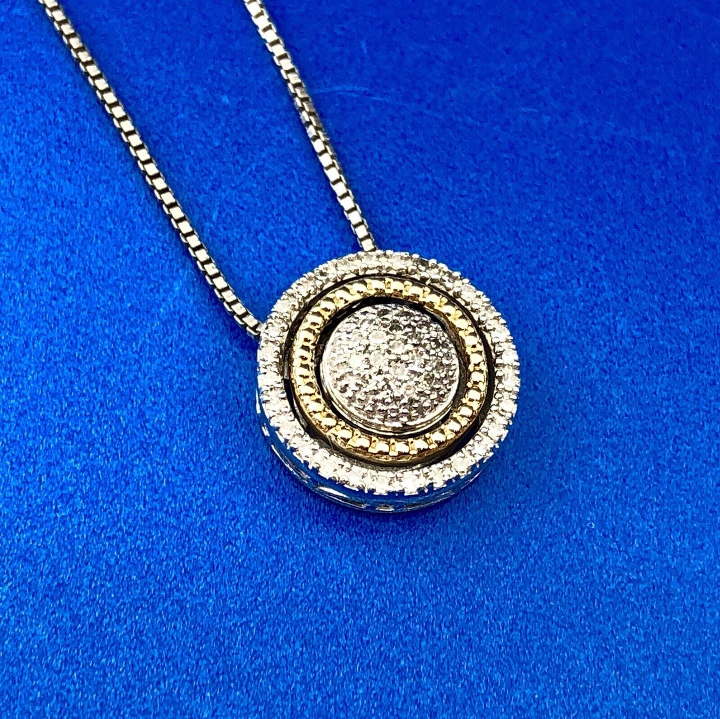 Designer AJ Sterling Silver 14K Yellow Gold Diamond Halo Infinity Necklace