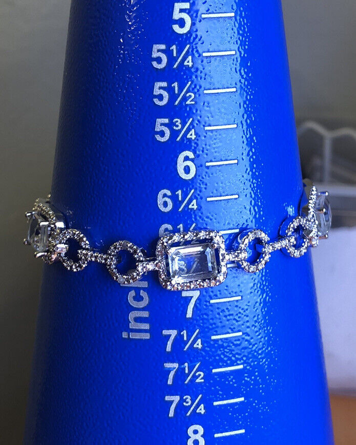 925 Sterling Silver Designer DBJ Emerald White Amethyst Diamond Tennis Bracelet