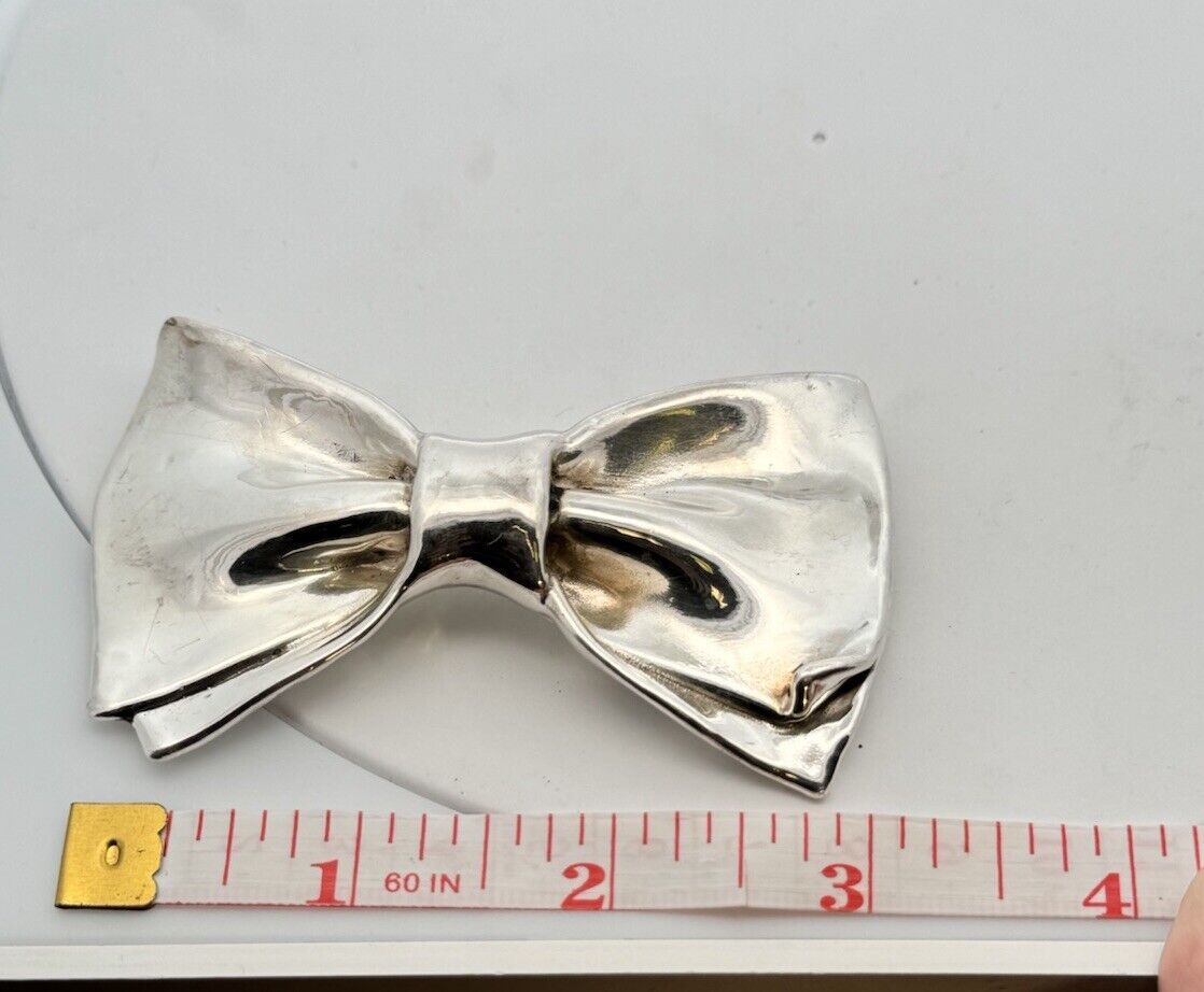 Vintage 925 Sterling Silver Bow Statement Pin Combination Brooch Pendant