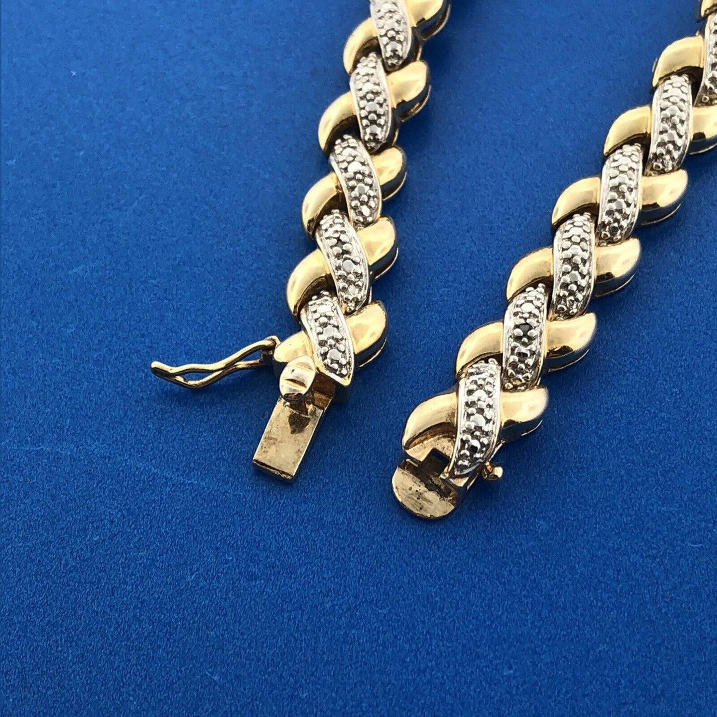 Designer 925 Sterling Silver Vermeil Two Tone Illusion X Tennis Bracelet
