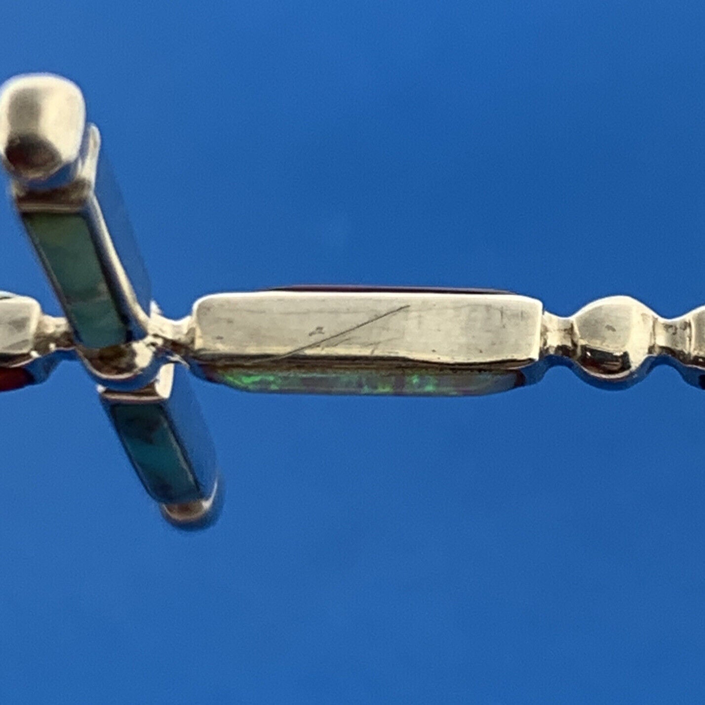 Lovely Sterling Silver 925 Multi-Stone Religious Faith Cross 20" Chain Necklace