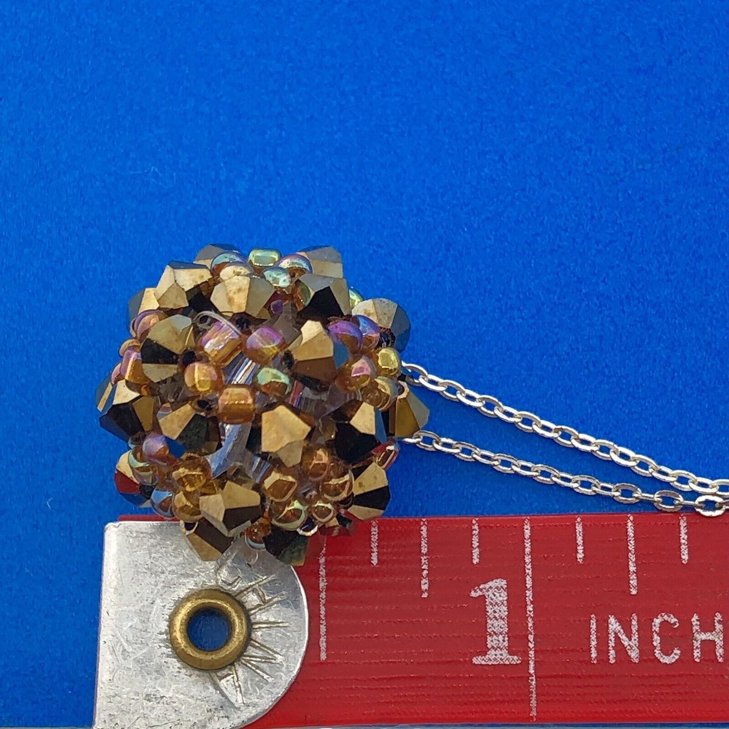 Stunning Sterling Silver 925 Faceted Glass and Bead Crystal Ball 18.5" Necklace