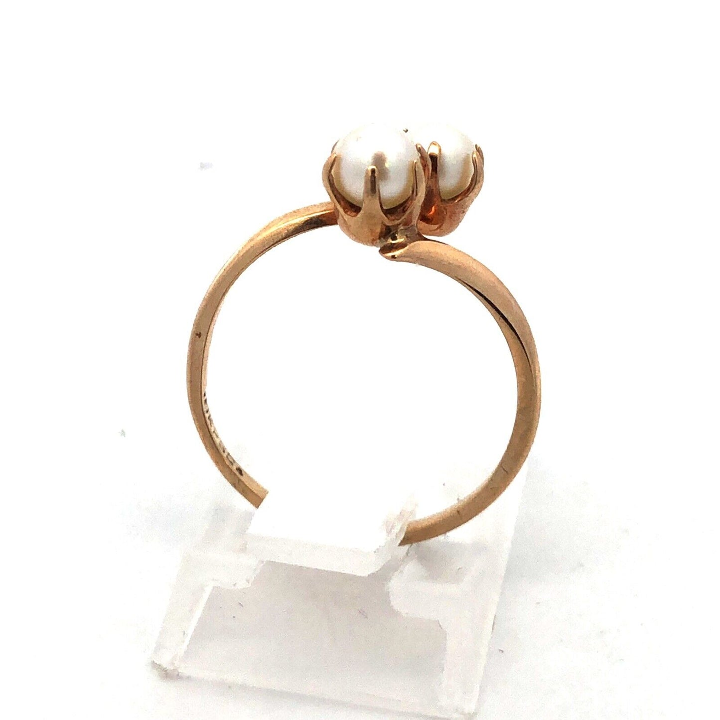 Designer PSCo 10K Yellow Gold Pearl Duo Bypass June Sweetheart Ring